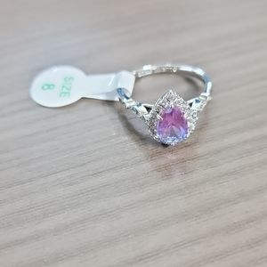 Stunning Lab Created Blue Purple Bi Color Tourmaline ring, size 8